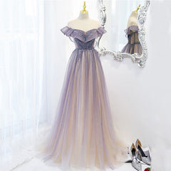 Light Purple Shiny Tulle Gradient A-line Sweetheart Prom Dress