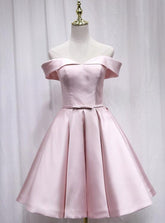 Pink Off Shoulder Bridesmaid Dress