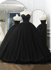Black Tulle Sweetheart Ball Gown Sweet 16 Dress