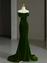 Green Mermaid Velvet Off Shoulder Party Dress