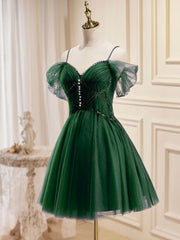 Green Tulle Knee Length Homecoming Dress
