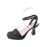 Thick Sole Ankle Strap High Heel Waterproof Platform Shoes Pink Sandals 9cm