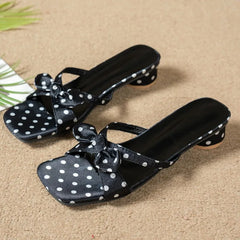 Style Slippers Platform Heels Best Street Style Square-Toe Open-Toe Bowknot Sandals Size 42