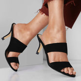 Sandals Casual 5cm Sexy Thin High Heels Open Toe Slip on Sandal Nude Red Wedding Shoes Plus Size