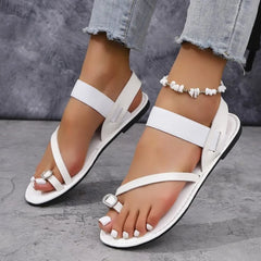 Sandals Flat Heels Clip-toe Casual Rome Sandals Ankle Buckle Strap Female Beach Shoes