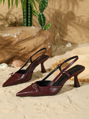 Pointed-Toe Slingback Low-Cut High Heels