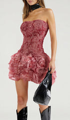 Ernesto Blushing Blooms Strapless Mini Dress