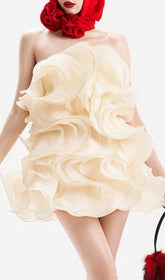 Indiana Voluminous Ruffle Strapless Mini Dress