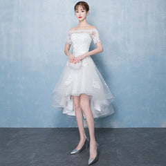 Lovely White High Low Tulle Graduation Dress