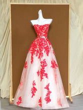 Ivory Tulle with Red Lace Applique Party Dress