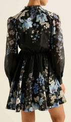 Chic Floral Long Sleeve Mini Dress