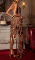 Chasca Dazzling Crystal Draped Strapless Mini Dress