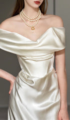 Carmiya Luxurious Satin Off-Shoulder Bridal Gown