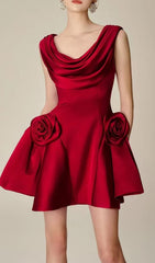 Edana White 3D Rose Embellished Mini Dress