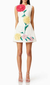 Erica White 3D Floral Mini Dress