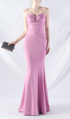 Chrina Lavender Strapless Ruched Mermaid Maxi Gown
