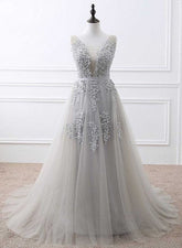 Light Grey High Quality Long Party Dress