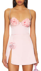 Calantha Sparkling Rose Pink Mini Dress