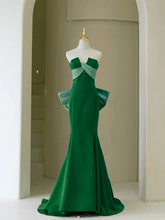Green Mermaid Strapless Long Evening Dress with Bow