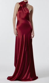 Carmelo Red Rose Halter Maxi Gown