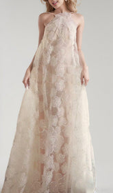 Billy Dreamy Floral Lace Halter Maxi Dress