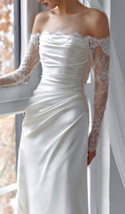 Colleen Off-Shoulder Lace Wedding Dress with Pockets