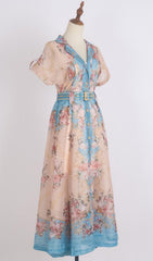 Gloria Enchanting Floral Belted Maxi Dress