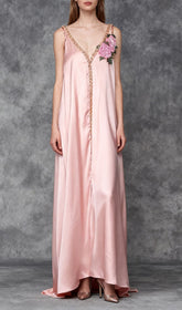 Inge Elegant Pink Floral Maxi Dress