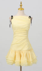 Glinda Yellow Layered Ruffle Mini Dress