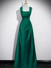 Green Satin A-line Floor Length Sweetheart Prom Dress