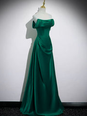 Green Satin A-line Floor Length Sweetheart Prom Dress