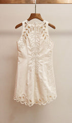 Ranetty Chic Embroidered & Eyelet Sleeveless Mini Dress