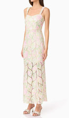 Fujiko Garden Bloom Leaf Lace Strappy Maxi Dress
