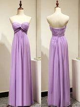 Vestidos de dama de honor de corte imperio en morado claro con escote corazón y fruncido