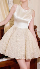 Darla Pearl & Floral Textured Black Mini Dress