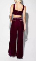 Chiara Sparkling Wine Velvet Heart Crop Top & Wide-Leg Pants Set