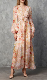 Jeana Elegant Floral Chiffon Maxi Dress