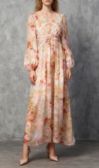 Jeana Elegant Floral Chiffon Maxi Dress