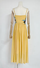 Emanuele Sunshine Yellow Floral Embroidered Maxi Dress