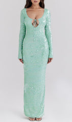 Betsy Seafoam Sequin Maxi Gown