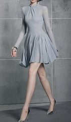 Hanako Chic Grey Long Sleeve Mini Dress
