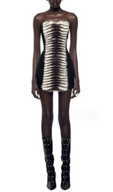 Intan Strapless Faux Fur Mini Dress