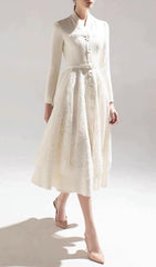 Jamir Elegant Lace Long Sleeve Midi Dress