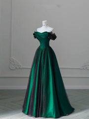 Black And Green Strapless A-Line Party Dress