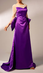 Elegant Purple Satin Maxi Gown