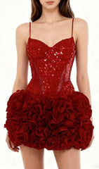 Janet Red Sequin Mini Dress