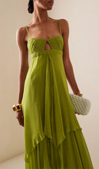 Emmalia Green Flowy Maxi Dress