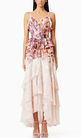 Erling Vibrant Floral Ruffle Maxi Dress