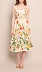 Ezria Vibrant Floral Print Midi Dress