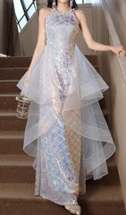 Cosette Dazzling Halter Sequin Maxi Dress
